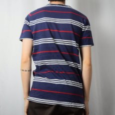 画像3: 90's POLO Ralph Lauren USA製 マルチボーダー柄 ロゴ刺繍Tシャツ XL (3)