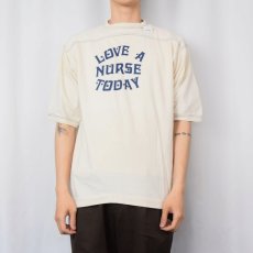 画像2: 70's〜 Sportswear "LOVE A NURSE TODAY" 看護学校 メッセージプリント フットボールTシャツ L (2)