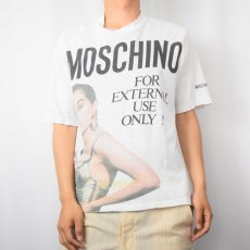 画像2: 90's MOSCHINO PARFUMS "FOR EXTERNAL USE ONLY !" 大判プリントTシャツ  (2)