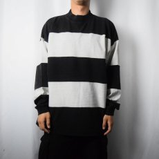 画像2: 90's GAP ボーダー柄 切り替えデザイン モックネックロンT BLACK×GRAY XL (2)