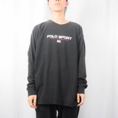 画像2: 90's POLO SPORT Ralph Lauren ロゴプリントロンT BLACK L (2)