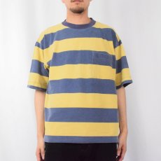 画像2: 90's GAP ファットボーダー柄 鹿の子ポケットTシャツ M (2)