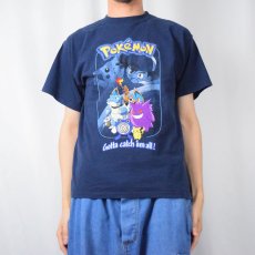 画像2: 90's〜 POKEMON "Gotta catch'em all !" キャラクタープリントTシャツ NAVY YOUTH XL (2)