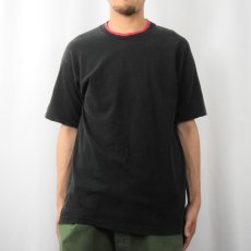 画像2: 90's FRUIT OF THE LOOM USA製 無地 レイヤードデザインTシャツ BLACK×RED L (2)