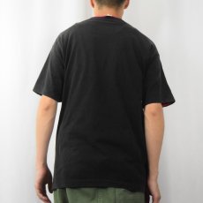 画像3: 90's FRUIT OF THE LOOM USA製 無地 レイヤードデザインTシャツ BLACK×RED L (3)