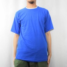 画像2: 90's FRUIT OF THE LOOM USA製 無地 レイヤードデザインTシャツ BLUE×GRAY M (2)