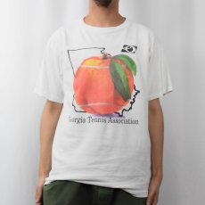 画像2: 90's USA製 "Georgia Tennis Association" フルーツ×テニスボール イラストプリントTシャツ L (2)