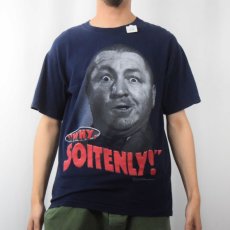 画像2: 2000's The Three Stooges コメディアンプリントTシャツ NAVY M (2)