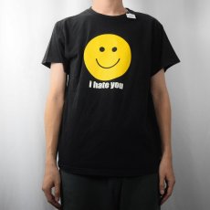 画像2: "I hate you" スマイルプリントTシャツ BLACK  (2)