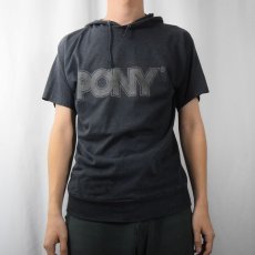 画像2: 90's PONY フード付き ロゴプリントTシャツ GRAY L (2)