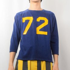 画像3: 60〜70's "72" ラバープリントフットボールTシャツ NAVY 36 (3)