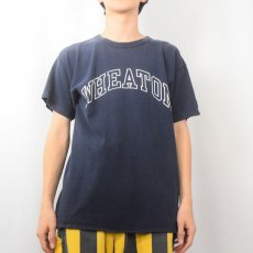 画像2: 90's Champion USA製 "WHEATON" プリントTシャツ NAVY L (2)