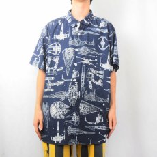 画像3: STAR WARS 宇宙船柄 シャツ NAVY 2XL (3)