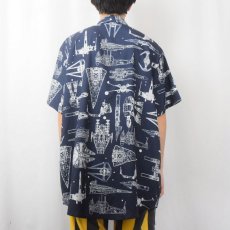 画像4: STAR WARS 宇宙船柄 シャツ NAVY 2XL (4)