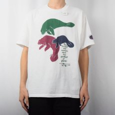 画像2: 90's explorations USA製 マナティイラストプリントTシャツ XL (2)