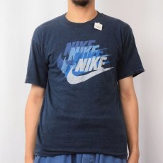 画像2: 【お客様専用ページ】70〜80's NIKE 社外タグ 4連ロゴプリントTシャツ NAVY L (2)