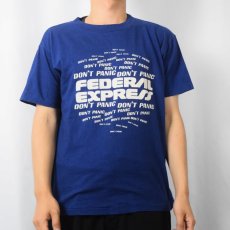 画像2: 80's Champion トリコタグ USA製 "FedEx" 企業ロゴプリントTシャツ BLUE L (2)