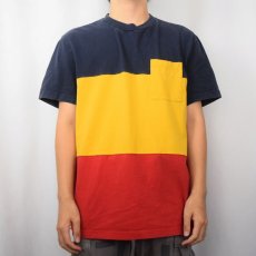 画像2: 90's J.CREW 切り替えデザイン ポケットTシャツ L (2)