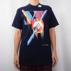 画像2: 90's Frank Lloyd Wright "FROZEN SPHERES" 建築家 アートプリントTシャツ NAVY M (2)