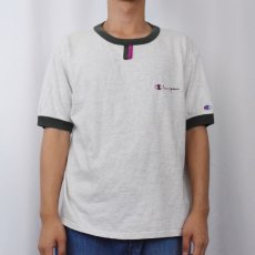 画像2: 90's Champion USA製 "チョコチン" リンガーTシャツ L (2)