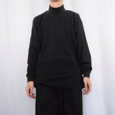 画像2: 90's duofold USA製 無地タートルネックロンT BLACK L (2)