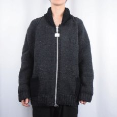 画像2: 60's〜 ショールカラー カウチンニットジャケット DARKGRAY×BLACK (2)