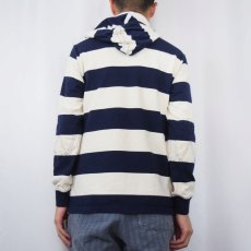 画像3: POLO Ralph Lauren ボーダー柄 フード付き ラガーシャツ S (3)