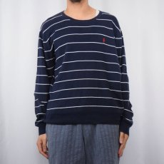 画像2: POLO Ralph Lauren ボーダー柄 ピマコットンニットセーター NAVY L (2)