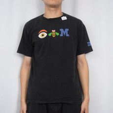 画像2: IBM コンピューター企業 ロゴプリントTシャツ BLACK M (2)