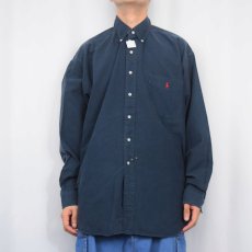 画像2: Ralph Lauren "BIG SHIRT" ロゴ刺繡 コットンボタンダウンシャツ NAVY XL (2)