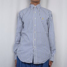 画像2: Ralph Lauren "CUSTOM FIT" ストライプ柄 コットンボタンダウンシャツ M (2)