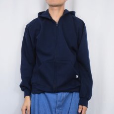 画像2: 90's RUSSEL ATHELETIC USA製 スウェットジップパーカー NAVY L (2)