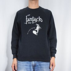 画像3: 90's USA製 "Fantasio" プリントラグランスウェット BLACK L (3)