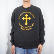 画像2: 90's Lee HEAVY WEIGHT USA製 "People's Community Church" クロスプリントスウェット BLACK L (2)