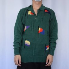 画像2: 〜80's pitti フラッグ柄 ニットポロシャツ  (2)