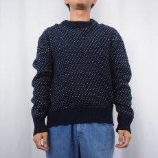 画像2: 80's CONTINENTAL USA製 バーズアイ柄 ニットセーター NAVY M (2)