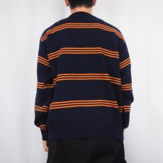 画像3: POLO Ralph Lauren ボーダー柄 ロールネック ウールニットセーター NAVY L (3)