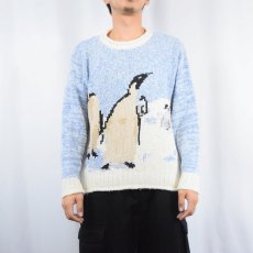 画像2: Liz Claiborne ペンギン柄 ロールネック ラミー×コットン ニットセーター M (2)