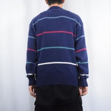 画像3: 90's Eddie Bauer ボーダー柄 コットンニットセーター NAVY M (3)