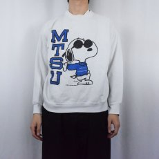 画像2: 90's SNOOPY USA製 "MTSU" キャラクタープリントスウェット L (2)