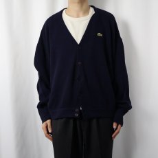 画像2: 70〜80's LACOSTE FRANCE製 ウールニットカーディガン NAVY SIZE6 (2)