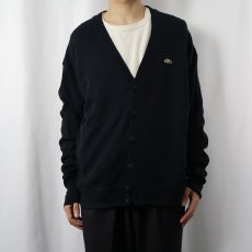 画像2: 70〜80's LACOSTE FRANCE製 ウールニットカーディガン BLACK (2)