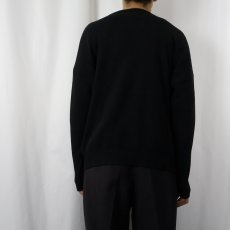 画像3: 80〜90's LACOSTE FRANCE製 Vネック ウールニットセーター BLACK S (3)