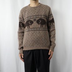 画像2: 70's PENDLETON USA製 バッファロー柄 ウールニットセーター M (2)