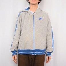 画像2: 80's NIKE 紺タグ サイドライン スウェットジップパーカー XL (2)