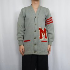 画像2: 50's Allion Award Sweater レタードニットカーディガン  (2)