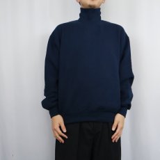 画像2: 90's JERZEES USA製 無地タートルネックスウェット NAVY M (2)