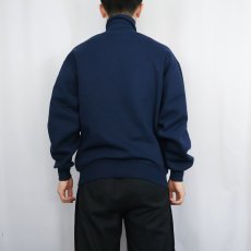 画像3: 90's JERZEES USA製 無地タートルネックスウェット NAVY M (3)