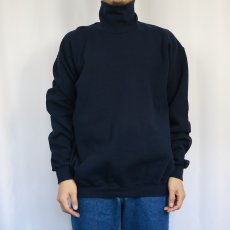 画像2: 90's PLUMA USA製 "HEAVY WEIGHT COTTON" 無地タートルネックスウェット NAVY L (2)