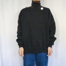 画像2: 90's RUSSELL ATHELETIC "HIGH COTTON" USA製 ハイネック 前Vスウェット BLACK XL (2)